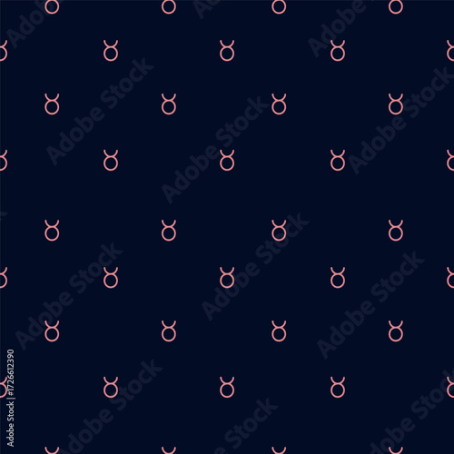 The zodiac sign Taurus is pink on a dark blue background. Vector template for postcards, fabrics, textiles, wallpaper, paper, packaging.