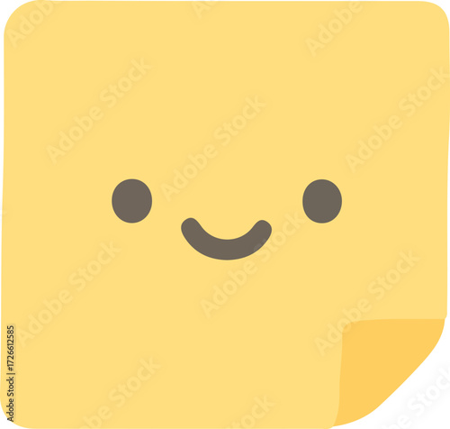 Cheerful yellow sticky note with a smiling face, perfect for reminders and positive messages