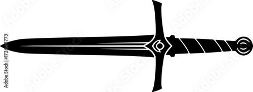 A simple black silhouette of a sword, vector style