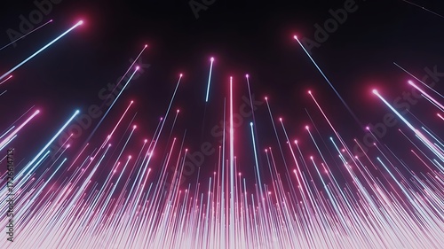 Abstract background with upward glowing lines in pink and blue colors dark