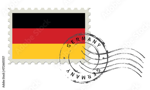 Postage stamp Germany. Rubber postal stamp. Vintage vector illustration in grunge style.
