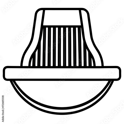 Stylized outline of a harp with a curved base isolated on white background silhouette