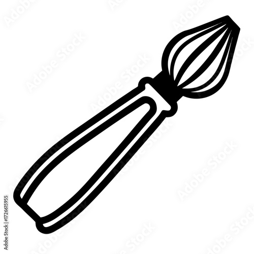 Black outline silhouette of a whisk or pastry brush tool isolated on white background