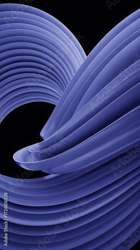 Abstract purple layered spiral structure against a dark black background