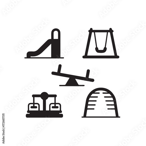 Playground Equipment Vector Icons Set