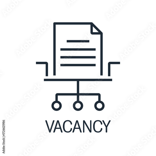 A vacancy with a document specifying the requirements for the applicant. Vector icon illustration isolated on a white background.