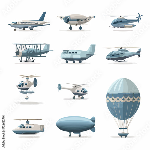 vector set of airplane icons