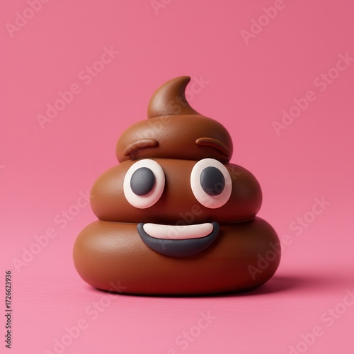 Poop emoji on pink background
