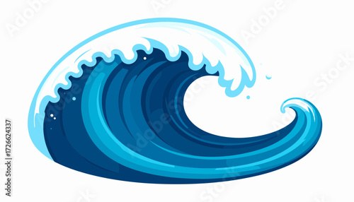 Blue curling sea wave illustration vector