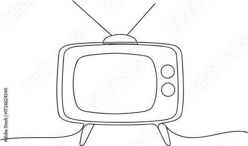 Black outline of a vintage television with antenna