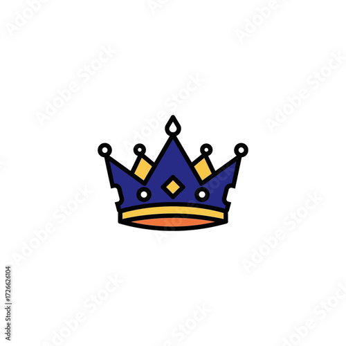 A stylized, illustrated crown with a blue, yellow, and orange color scheme, isolated on white.