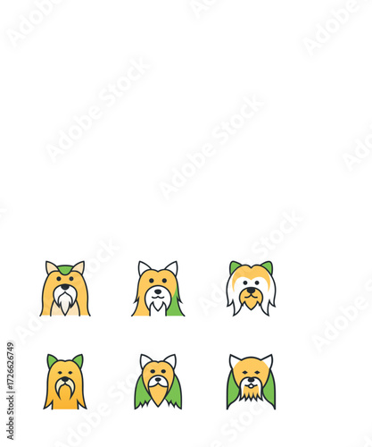 Pixelated Dogs with Green and Orange Accents in a Playful Arrangement