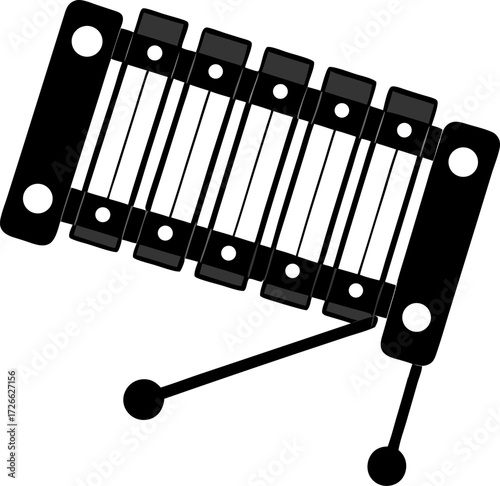 Xylophone  vector black , white background 