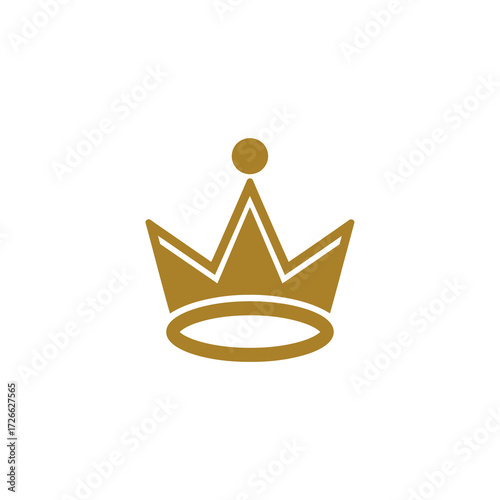 A simple, elegant golden crown icon representing royalty, authority, and victory, isolated on a plain white background.