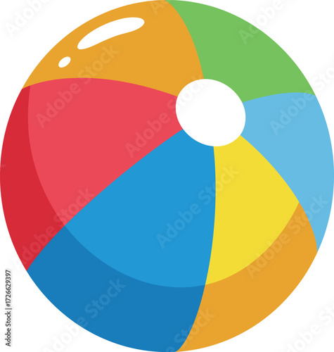 Vibrant beach ball image perfect for summer fun and recreational activities colorful playful toy photography isolated on transparent background