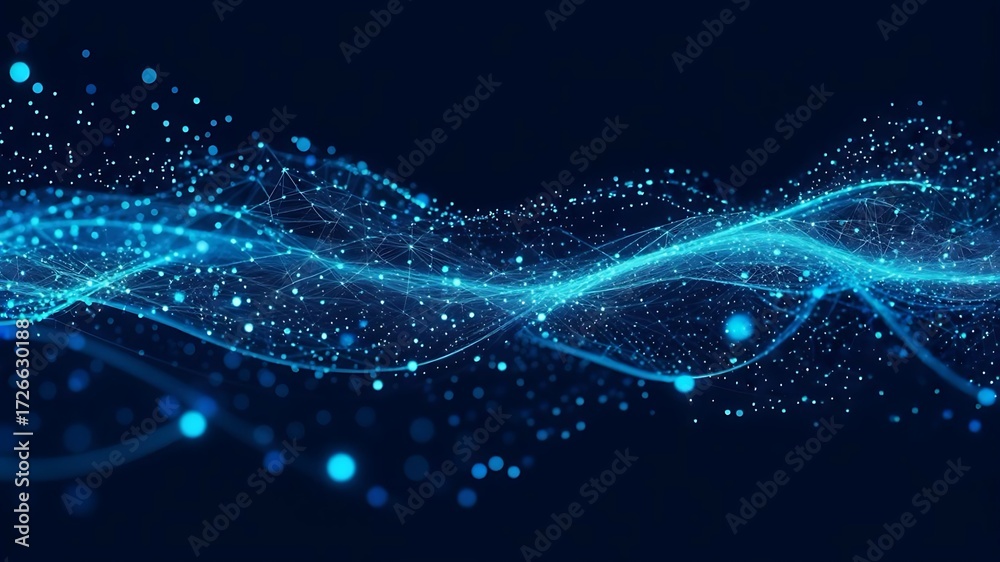 Fototapeta premium Futuristic Digital Circuit Network with Glowing Blue and Orange Light Burst