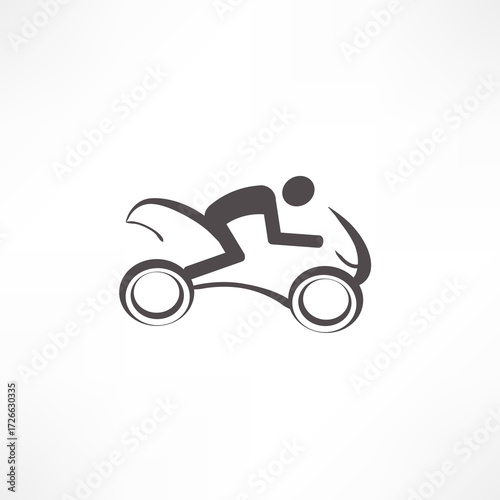 Motorcycle rider in action on a sleek bike during a sunny day