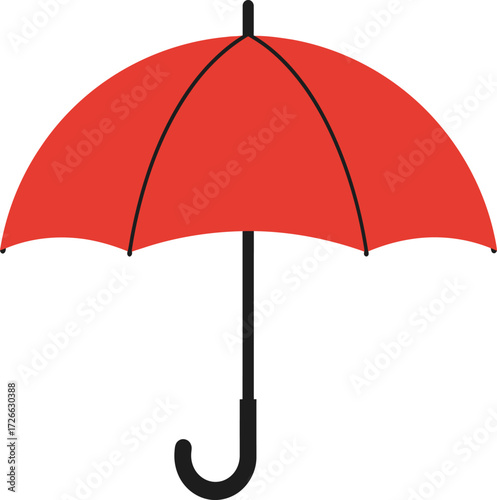 Vibrant red umbrella open rain protection weather shield symbol for protection and shelter weather protection element isolated on transparent background