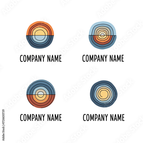Collection of Circular Wood Cross Section Logo Templates.