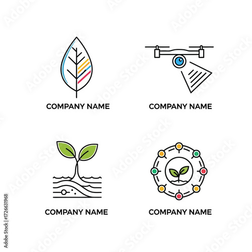 Set of Agritech and Smart Farming Logo Icons.