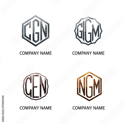 Set of Four Initial Letter Monogram Logo Designs.