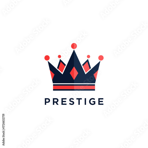 A stylized royal crown logo with red accents and the word "PRESTIGE" below, symbolizing authority and distinction.