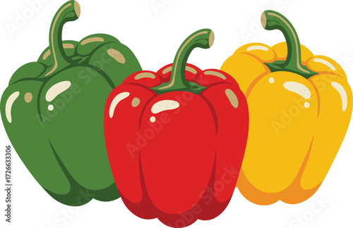 Vibrant bell peppers fresh produce healthy eating organic vegetables culinary ingredient food photography isolated on transparent background