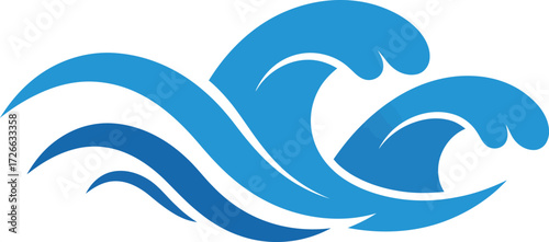Abstract blue ocean waves symbolizing natural beauty flowing movement and serene aquatic energy for diverse design applications isolated on transparent background