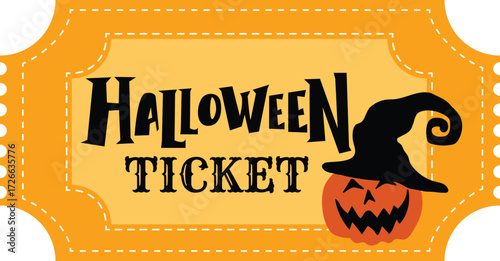 Spooky Halloween Party Admission Ticket with Pumpkin