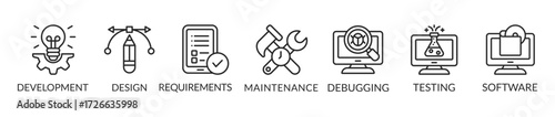 Agile development software business web computer agility concept. Vector illustration with icons