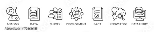 Banner research vector illustration concept with keywords and icons
