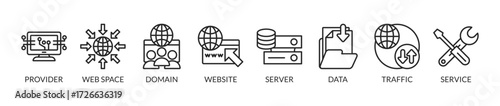 Banner SEO Online Website Web Hosting Technology Vector Illustration Concept