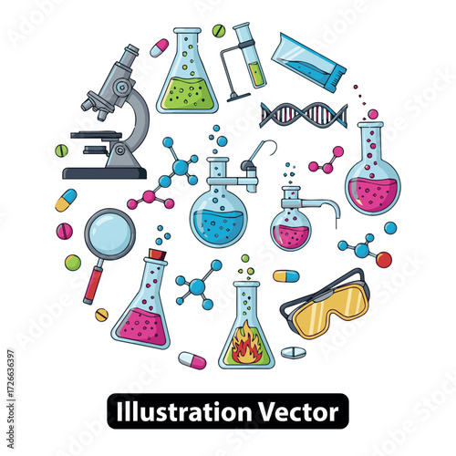 Circular concept design of science laboratory equipment and chemistry research elements