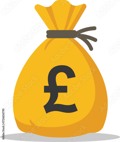 Money bag symbolizing wealth and financial growth with british pound sterling icon for investment and savings concepts isolated on transparent background