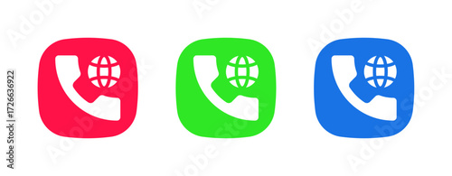 A set of three colorful icons (red, green, blue) featuring a phone with an exclamation mark (!), representing the Call Error/Failure feature or an urgent service notification.