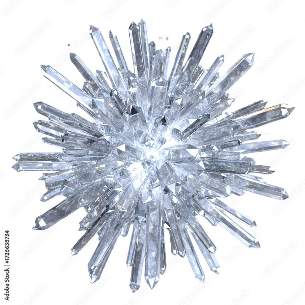 Fototapeta premium Sparkling Crystal Cluster on Transparent Background Faceted Mineral Formation