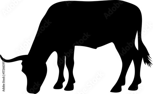 Cow Silhouette Vector | Farm Animal, Cattle, Bull, Dairy Clipart Design