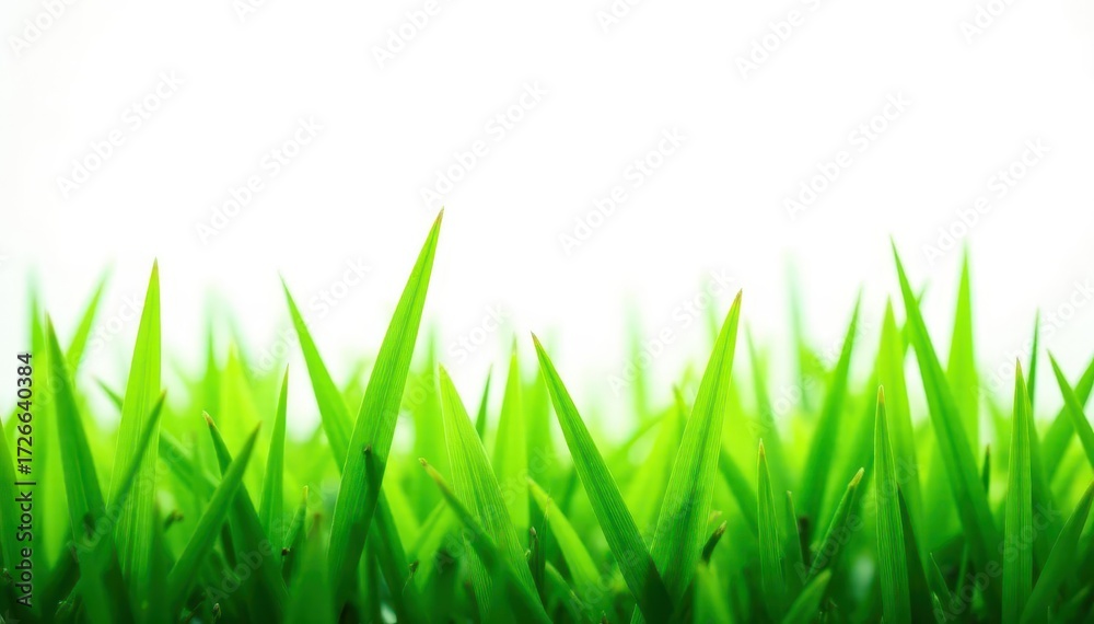 Obraz premium Vibrant green grass blades isolated on pure white , growth, park