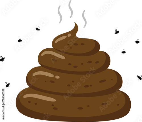 Playful poo emoji with whimsical swirling lines and tiny black flecks symbolizing fun and mild amusement isolated on transparent background