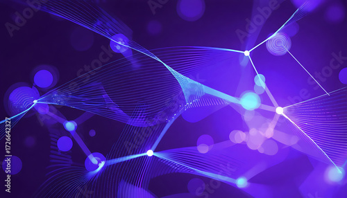 Abstract digital network connections with glowing lines and nodes on futuristic background