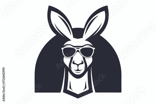 Kangaroo with sunglasses black and white silhouette illustration offers a unique athletic presence