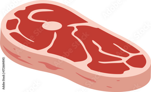 Raw steak cut of beef isometric view fresh meat marbling fat delicious grilling cooking food ingredient protein culinary delights isolated on transparent background