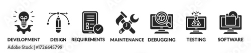 Agile development software business web computer agility concept. Vector illustration with icons