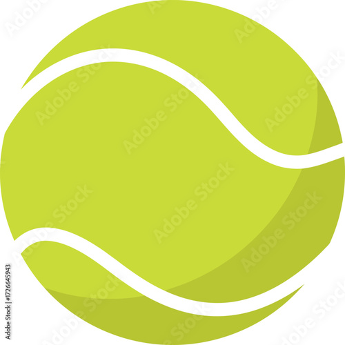 Bright yellow green tennis ball graphic with white seams ideal for sports websites and marketing materials isolated on transparent background