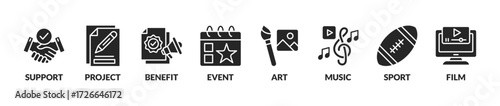 Sponsorship concept. Vector illustration with keywords and isolated icons on white background