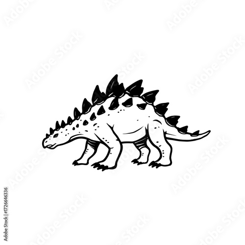 Ankylosaurus. Ankylosaurus simple black and white line art vector logo