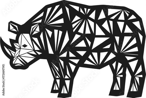 Ornate goat reveals a geometric pattern, showcasing an elegant black and white animal