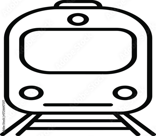 Modern train frontal view icon symbol transport transportation railway locomotive public transit passenger travel journey adventure concept isolated on transparent background
