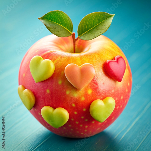 Juicy ripe red apple. Fruit.