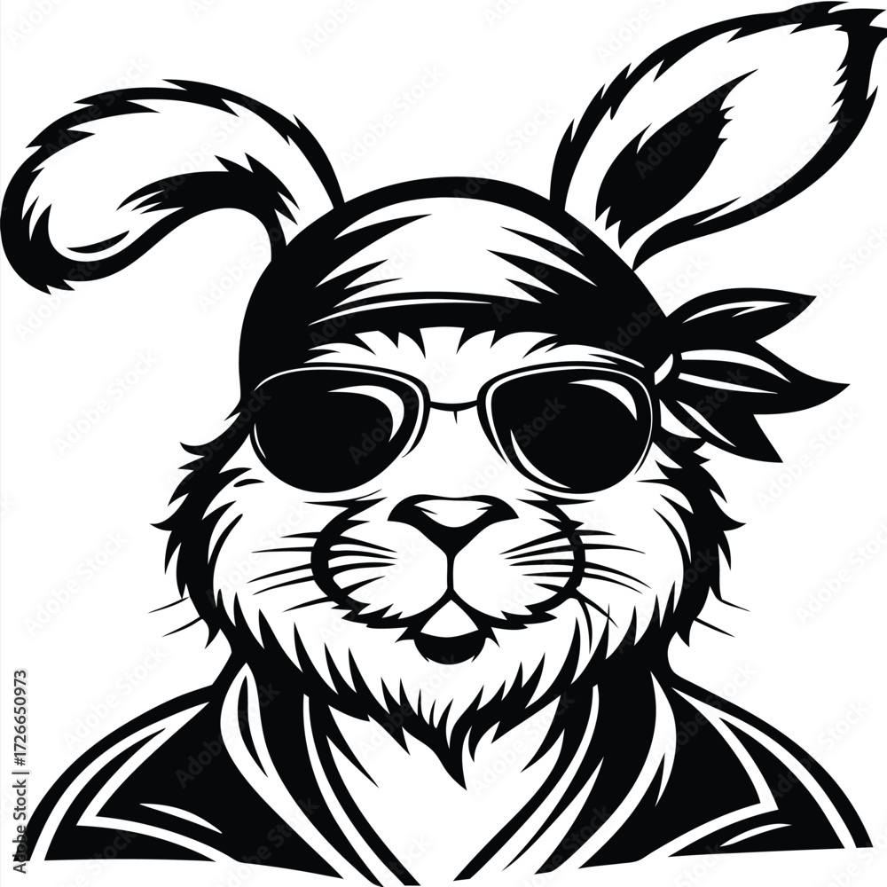 Obraz premium rabbit character wearing sunglasses and bandana shows a cool, confident style